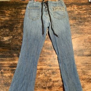 RVCA lace up jeans- (Laces on both sides)